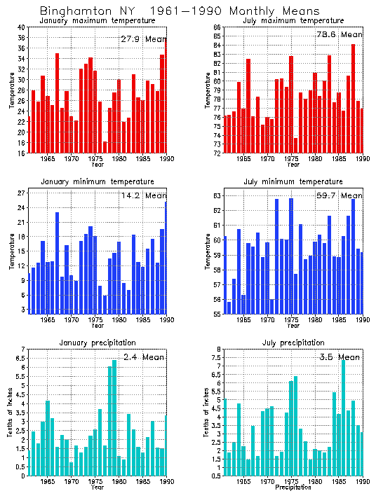 Binghamton New York Average Monthly Temperature Graph