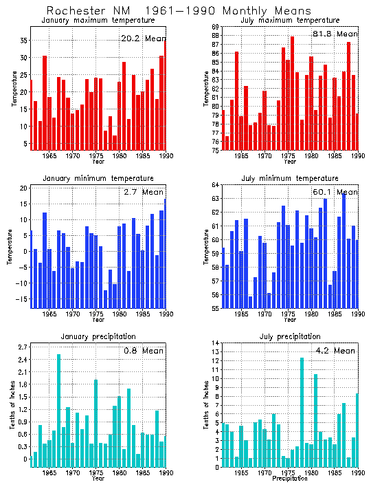 Rochester, Minnesota Average Monthly Temperature Graph