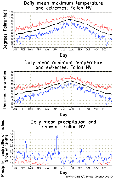 Fallon, Nevada Annual Temperature Graph