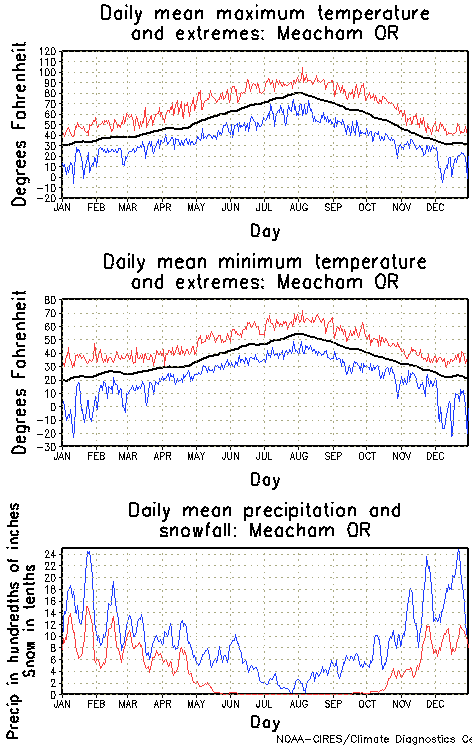 Meacham, Oregon Annual Temperature Graph