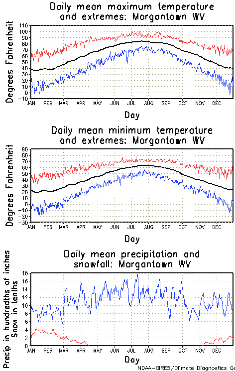 Morgantown, West Virginia Annual Temperature Graph