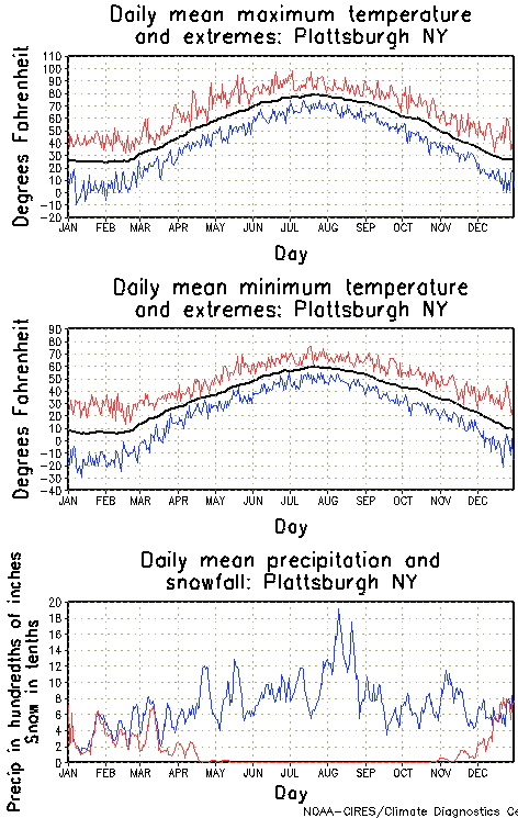 Plattsburgh New York Annual Temperature Graph