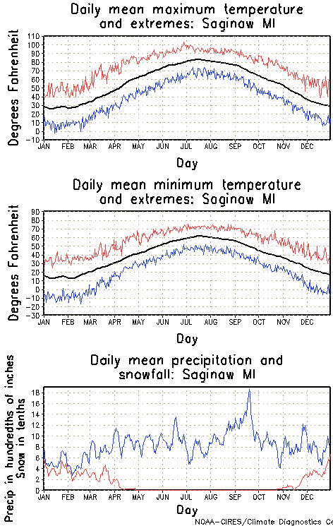 Saginaw, Michigan Annual Temperature Graph