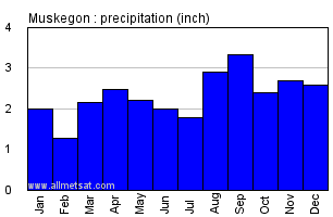 Muskegon Michigan Annual Precipitation Graph
