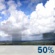 Wednesday: A 50 percent chance of showers and thunderstorms after 11am. Mostly sunny, with a high near 69. Wednesday: A 50 percent chance of showers and thunderstorms after 11am. Mostly sunny, with a high near 69.