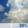 Sunday: A slight chance of rain and thunderstorms before noon, then a chance of showers and thunderstorms between noon and 5pm, then a slight chance of rain and thunderstorms after 5pm.  Partly sunny, with a high near 67. Calm wind becoming west southwest around 5 mph.  Chance of precipitation is 30%.