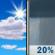 Sunday: A slight chance of showers before 1pm, then a slight chance of showers after 3pm.  Increasing clouds, with a high near 84. Calm wind becoming southwest around 5 mph in the afternoon.  Chance of precipitation is 20%.